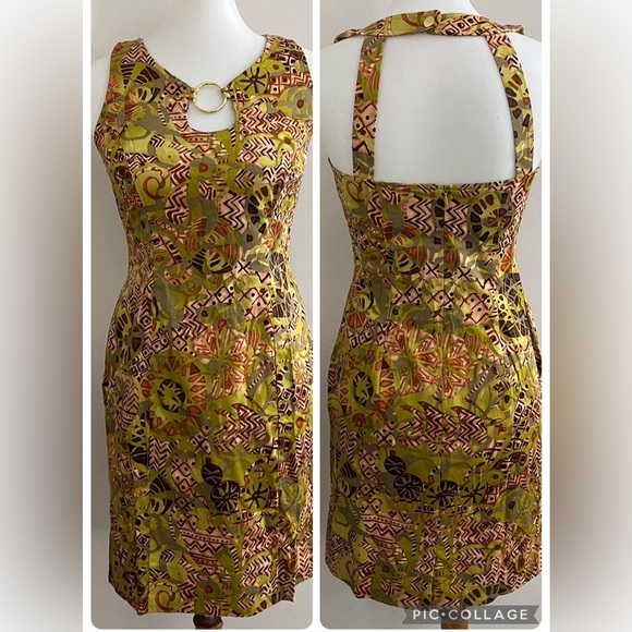 90s Dress Barn Vintage Geometric Print Sheath Dress - Picture 1 of 7